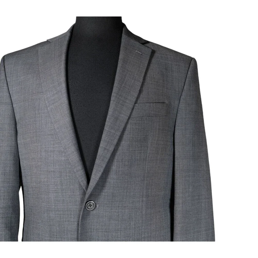 Chaps Ralph Lauren Mens Blazer Gray Wool Blend Stretch Jacket Sport Coat 38R